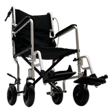 Silla de Ruedas R2MIL Forte de Traslado de Aluminio con Freno de Acompañante - Respaldo Plegable - Color Plata