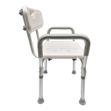 Banco para Ducha ReActiv de Aluminio con Respaldo y Brazos Desarmables, Blanco